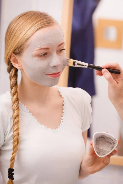 Pele Seca Facial Cuidados Com Corpo Tratamento Pele Casa Conceito — Fotografia de Stock