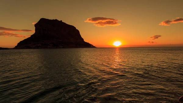 Řecký Ostrov Monemvasia Časně Ráno Řecko Východní Pobřeží Peloponés Lakonia — Stock fotografie