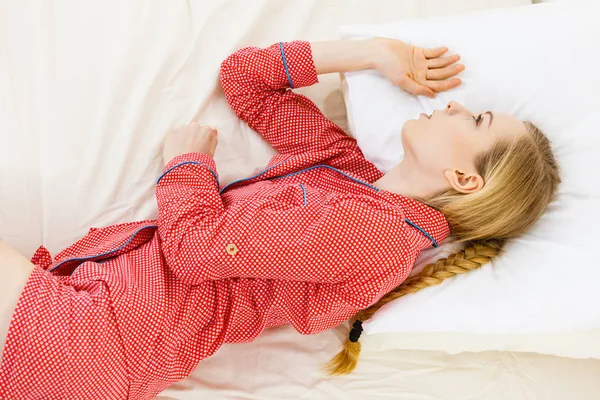 Relájese Resto Sueño Posiciones Concepto Chica Ahogándose Sueños Mujer Joven — Foto de Stock