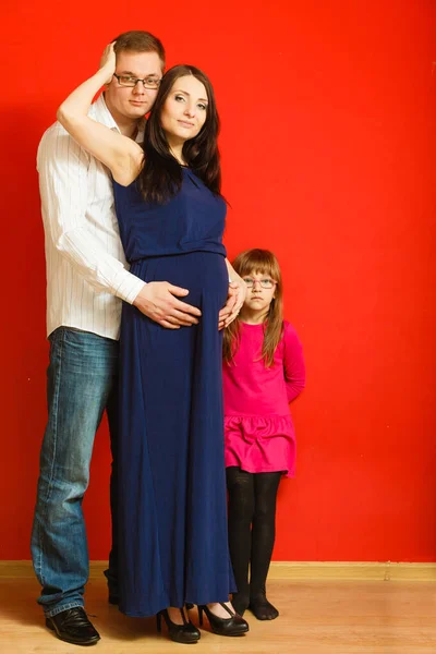 Tiempo Libre Familiar Esperando Concepto Bebé Mujer Embarazada Con Vientre — Foto de Stock