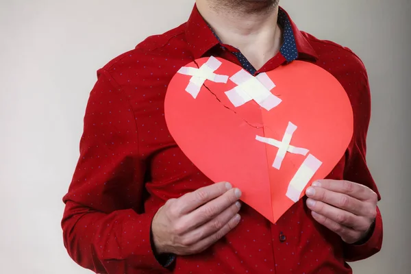 Schlechte Beziehungen Trennung Traurigkeit Erwachsener Mann Mit Gebrochenem Herzen Auf — Stockfoto