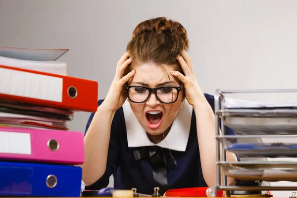 Pesten Het Werk Slechte Baan Betrekkingen Concept Depressief Zakenvrouw Wordt — Stockfoto