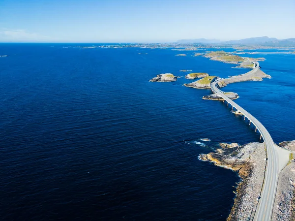 Letecký Pohled Světově Proslulý Atlantský Silniční Most Atlanterhavsvegen Norsku Evropa — Stock fotografie