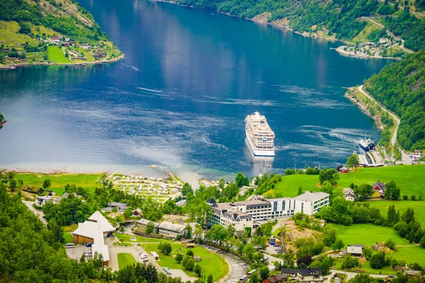 Fjord Geirangerfjord Withcruise Ship View Flydasjuvet Viewing Point Norway Travel — Stock Photo, Image