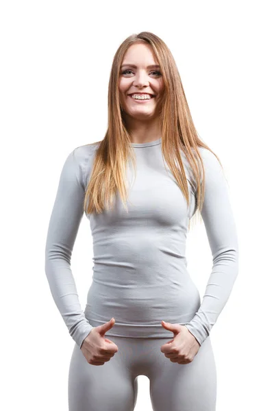 Bekleidung Mode Sport Konzept Fit Frau Trägt Thermoaktive Unterwäsche Top — Stockfoto