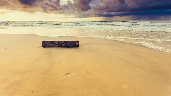 Amazing Colorful Sunset Evening Sea Horizon Clouds Sky Sandy Beach — Stock Photo, Image