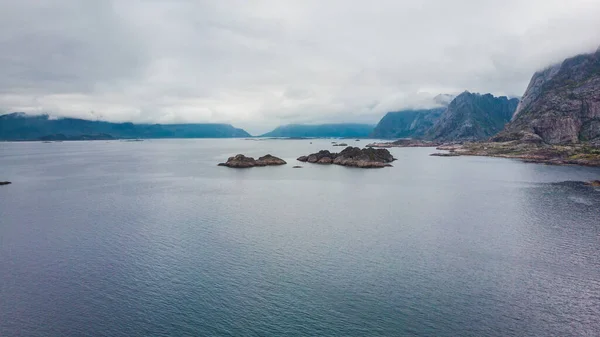 Meereslandschaft Mit Inselchen Zwischen Den Gewässern Des Fjords Vjestfjord Lofoten — Stockfoto