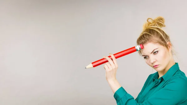 Persona Pensiero Confuso Cerca Una Soluzione Ragazza Studente Premuroso Pensoso — Foto Stock