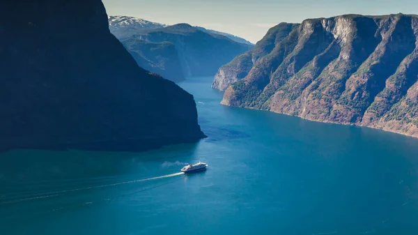 Aurlandsfjord Fjord Landschap Noorwegen Scandinavië Nationale Toeristische Route Aurlandsfjelle — Stockfoto