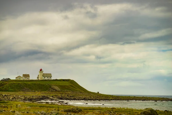 Kıyı Manzarası Norveç Güneyindeki Obrestad Deniz Feneri Norveç Turizm Ilçe — Stok fotoğraf