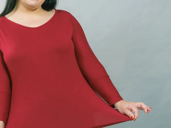 Curvy Duże Ciało Kobiety Size Bawełna Elastyczny Top Tunika — Zdjęcie stockowe