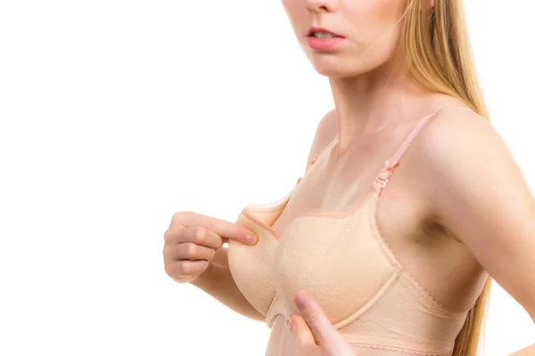 Young Woman Small Boobs Wearing Bra Big Gapping Cup Female Stock Photo by  ©Voyagerix 383721818