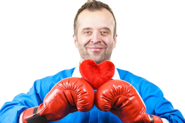 Guy Ready Fight Love Adult Man Wearing Red Boxing Sporty — Stock Photo, Image