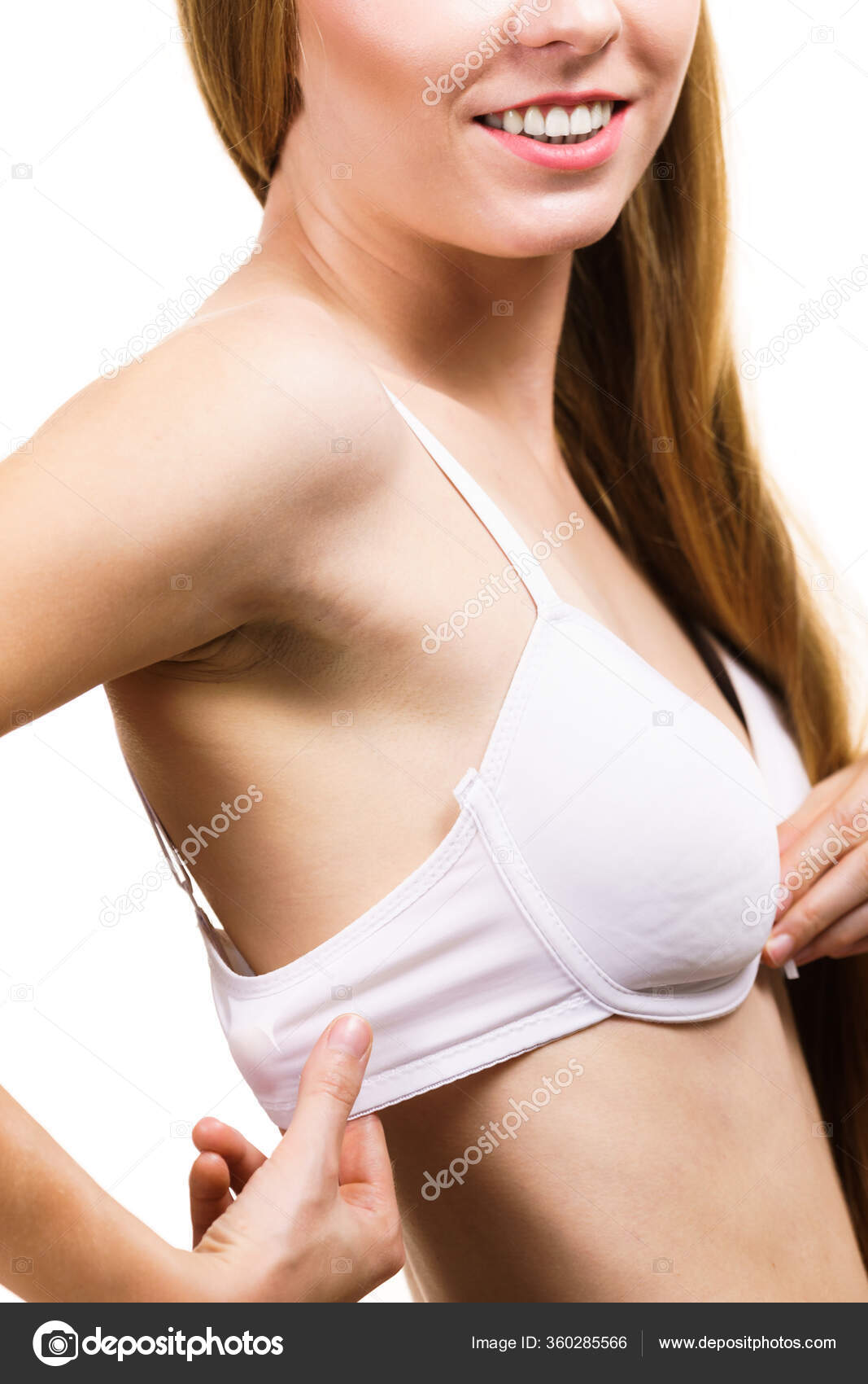 Woman Wearing Wrong Bra Underbust Band Too Wide Female Breast Stock Photo  by ©Voyagerix 360285566