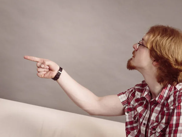 Angry Young Man Talking Somebody Having Argue Fight Quarrel — Stock Photo, Image