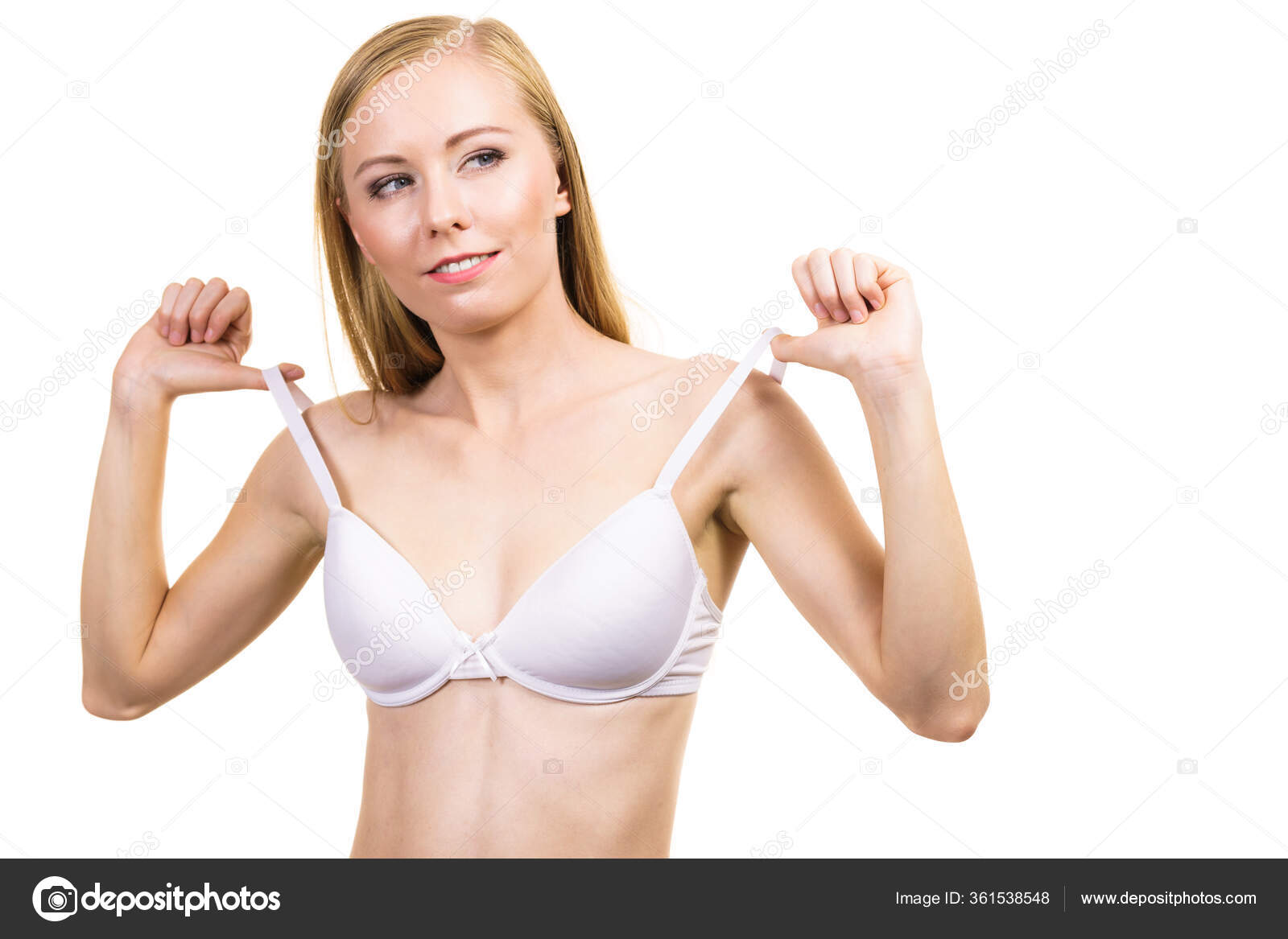 Young Slim Woman Holding Bra Strap Straps Keep Falling Problem Stock Photo Image By C Voyagerix 361538548