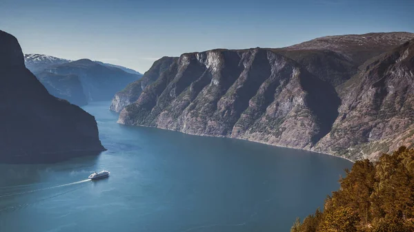 Στο Aurlandsfjord Τοπίο Φιόρδ Νορβηγία Σκανδιναβία Εθνική Τουριστική Διαδρομή Aurlandsfjelle — Φωτογραφία Αρχείου