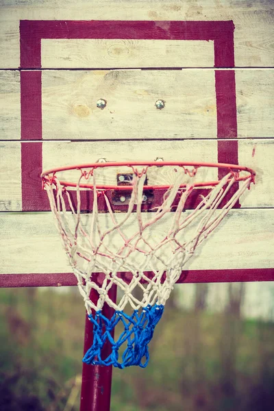 Sport Erholung Außerhalb Des Konzepts Nahaufnahme Eines Alten Hölzernen Basketballbretts — Stockfoto