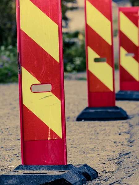 Yellow Red Traffic Road Warning Signs — Stock Photo, Image