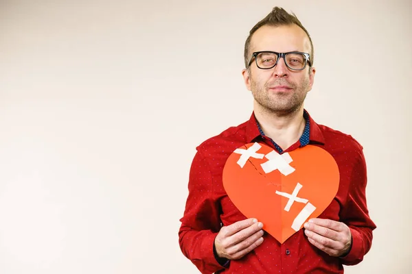 Bad Relationships Breaking Sadness Emotions Concept Adult Man Holding Broken — Stock Photo, Image