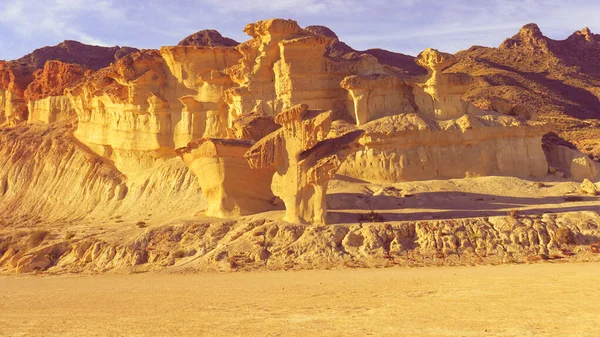 Enchanted City Bolnuevo Yellow Sandstone Shapes Rock Formations Murcia Spain — Stock Photo, Image