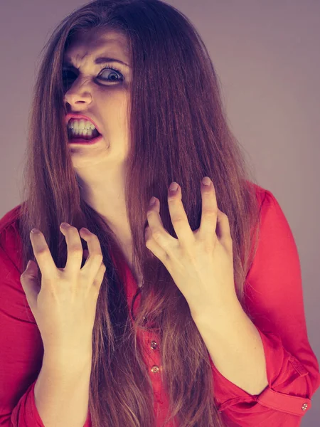 Uma Mulher Muito Atraente Zangada Ficar Chateada Senhora Muito Frustrada — Fotografia de Stock