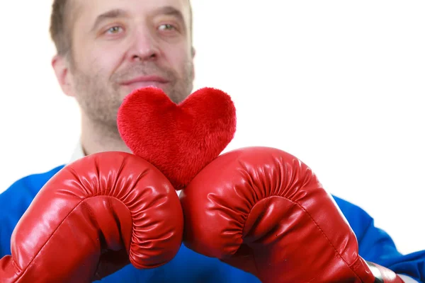 Iemand Die Klaar Voor Liefde Vechten Volwassen Man Met Rode — Stockfoto