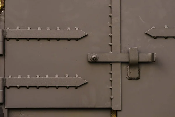 Close Industrial Metal Made Handle Lock Opening Semi Trailer — Stock Photo, Image