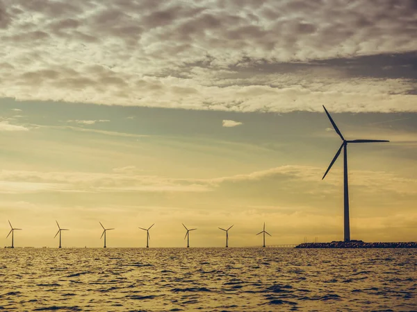 Wind Turbines Generator Farm Renewable Sustainable Alternative Energy Production Coast — Stock Photo, Image