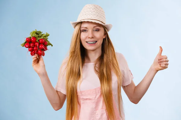 Joyeux Adolescent Gai Jeune Femme Prête Pour Été Tenue Rose — Photo