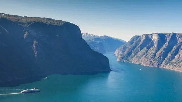 Στο Aurlandsfjord Τοπίο Φιόρδ Νορβηγία Σκανδιναβία Εθνική Τουριστική Διαδρομή Aurlandsfjelle — Φωτογραφία Αρχείου