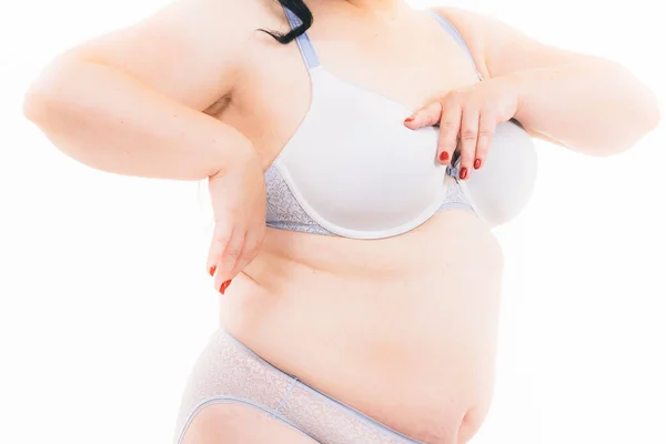 Size Vrouw Buikvet Lingerie Overgewicht Volwassen Vrouwtje Dragen Van Ondergoed — Stockfoto