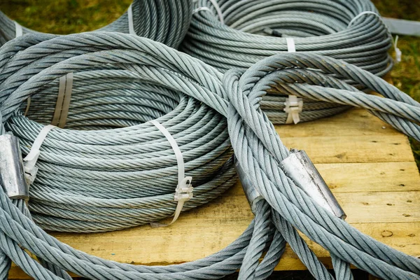 Limpie Nuevo Cable Acero Cable Acero Espiral Equipos Industriales — Foto de Stock