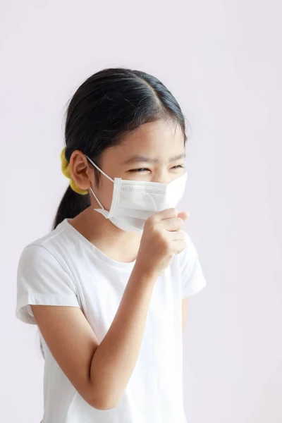 Retrato Crianças Usando Máscaras Sanitárias Tosse Epidemia Gripe Coronavirus Covid — Fotografia de Stock