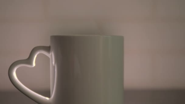 Smoke Coffee Cup Placed Table — Stock Video