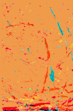 Soyut arkaplan ve desen turuncu kağıttaki boyalardan suyla renklendirilmiş.