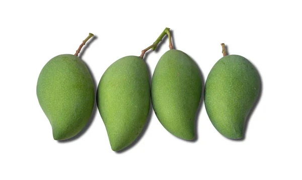 Mangó Gyümölcs Nyersen Éretten Fogyasztható Nyers Mangó Zöld Kéreg Többnyire — Stock Fotó