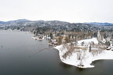Whatcom Gölü Blodel Donovan Parkı Hava Kış Manzarası Bellingham Washington