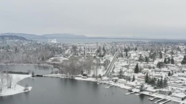 Whatcom Gölü, Bellingham, Washington manzaralı hava görüntüleri