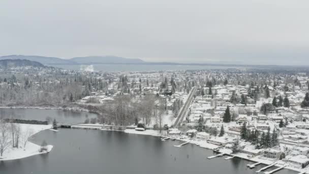 Schilderachtige Luchtbeelden Van Lake Whatcom Bellingham Washington — Stockvideo