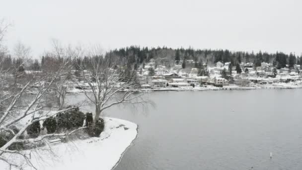 Scenic Aerial Footage Lake Whatcom Bellingham Washington — Stock Video