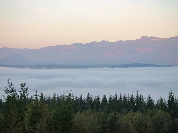Snoqualmie Valley Washington Amerikai Egyesült Államok Foggy Cloud Cover Sunset — Stock Fotó