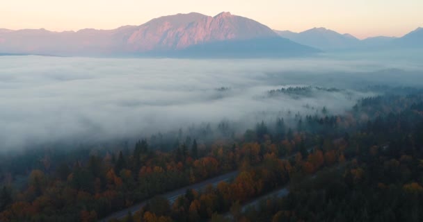 Snoqualmie Washington Luchtlandschap Scenic Highway Het Bos Onder Cascade Mountain — Stockvideo