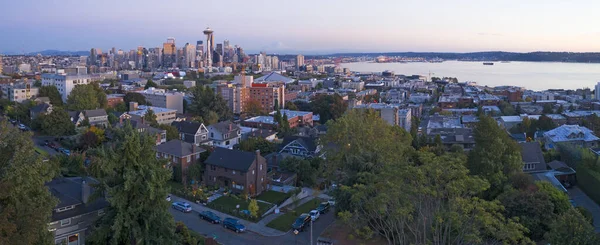 Centro Seattle Washington Vista Aérea Panorámica Paisaje Ciudad Con Océano — Foto de Stock