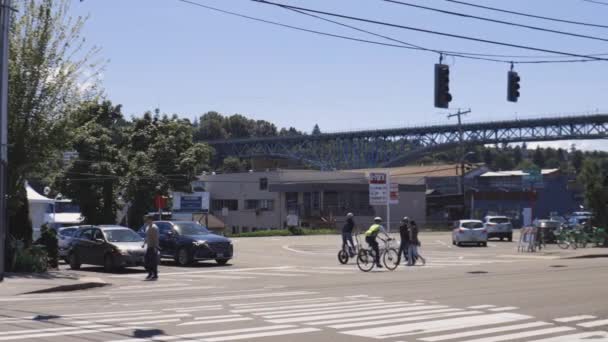 Seattle Washington June 2019 Bustling Day Cars People Engaging Recreational — Αρχείο Βίντεο