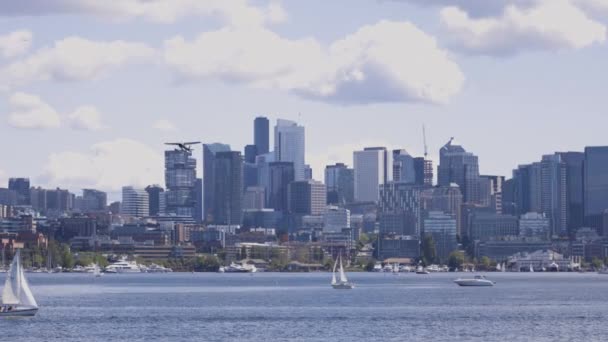 Seattle Washington Juni 2019 Seaplane Flying Takeoff Från Lake Union — Stockvideo