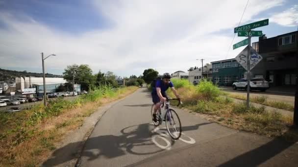 Seattle Washington Juni 2019 Cykling Burke Gilman Trail — Stockvideo