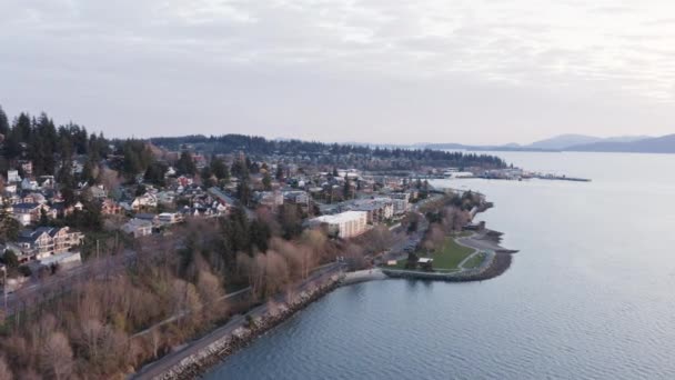 Fairhaven Boulevard Park Aerial View Bellingham Washington Usa — Stock video