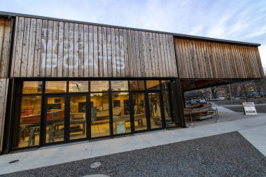 Seattle, Washington ABD - 2 Aralık 2019 Tahta Tekne Binası Dış Hatlar Merkezi