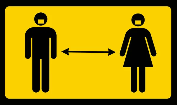Man Woman Social Distancing Separation Apart Concept Graphic Street Sign — Stock fotografie